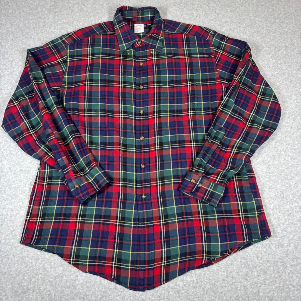 Brooks Brothers Button Down Shirt Mens L Multicolor Plaid Regular Fit Flannel